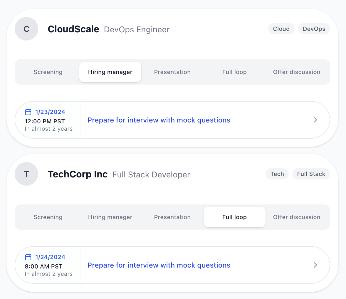 Guildy Interview Pipelines dashboard